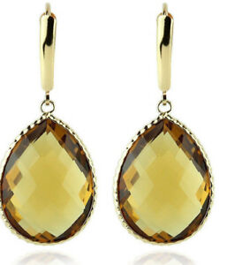 【送料無料】ネックレス　ナシ14kイェローゴールドイヤリングズコニャックトパーズ14k yellow gold gemstone earrings with large pear shaped cognac topaz