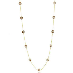 【送料無料】ネックレス　イエローゴールドスモーキートパーズファンシーカットネックレスインチ