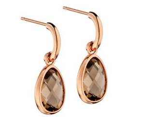 【送料無料】ネックレス　ローズゴールドスモーキースライスイヤリング9ct rose gold, smoky slice and polished finish earrings