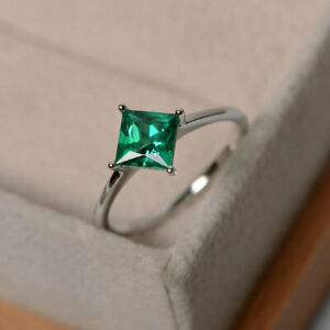【送料無料】ネックレス　150 ctカットエメラルド14kホワイト150 ct princess cut emerald engagement wedding ring 14k real white gold rings