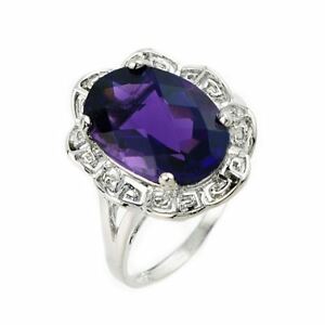 【送料無料】ネックレス　10ctホワイトゴールドギリシャアメジスト10 ct white gold greek key lab created amethyst ring