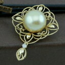 ネックレス　イエローゴールドゴールデンパールペンダントgenuine 14ct yellow gold natural southsea golden pearl pendant