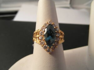 ネックレス　988f22ct goldblueラインストーンサイズo988f 22ct goldblue and clear rhinestones ring size o