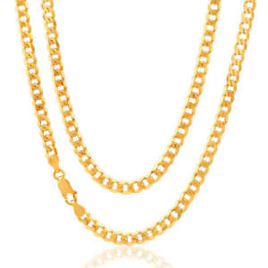 楽天hokushin【送料無料】ネックレス　ソリッドゴールドチェーン9ct solid gold hallmarked bevelled heavy curb chain all lengths available
