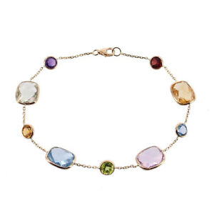 yzlbNX@NbV14kCF[S[h75C`Jbg14k yellow gold bracelet with round and cushion cut gemstones 75 inches