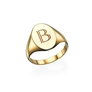 【送料無料】ネックレス　パーソナライズゴールドpersonalised gents 9ct gold hallmarked oval signet ring choose your initial(4)