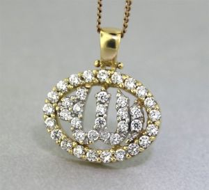 【送料無料】ネックレス　イェローゴールドセットallah pendant18kyellow gold gem set allah pendant guaranteed genuine 18k gold