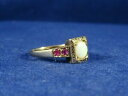 【送料無料】ネックレス 18ctホワイトcabouchon solitareオパールルビーハイライトサイズnstriking 18ct white cabouchon solitare opal, ruby highlights dress ring, size n(4)