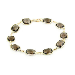 【送料無料】ネックレス　イエローゴールドブレスレットクッションカットスモーキートパーズインチ14k yellow gold gemstone bracelet with cushion cut smoky topaz 75 inches