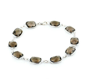 【送料無料】ネックレス　kホワイトゴールドブレスレットクッションカットスモーキートパーズインチ14k white gold gemstone bracelet with cushion cut smoky topaz 75 inches