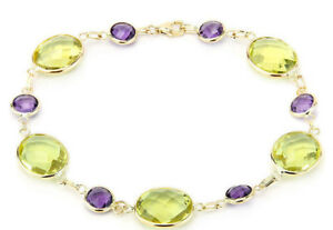 【送料無料】ネックレス　14kイェローゴールドカットアメジストレモントパーズ75インチ14k yellow gold fancy cut amethyst and lemon topaz gemstone bracelet 75 inches