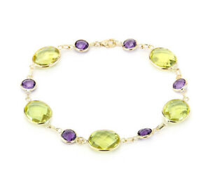 【送料無料】ネックレス　14kイェローゴールドアメジストレモントパーズ75インチ14k yellow gold amethyst and lemon topaz gemstone bracelet 75 inches