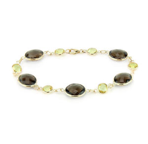 【送料無料】ネックレス　イエローゴールドブレスレットスモーキーレモントパーズインチ14k yellow gold bracelet with smoky and lemon topaz gemstones 75 inches