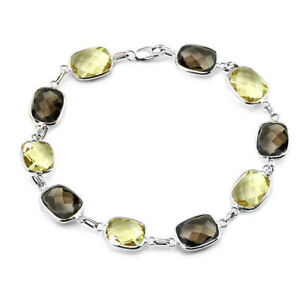 【送料無料】ネックレス　kホワイトゴールドブレスレットレモンスモーキートパーズインチ14k white gold gemstone bracelet with lemon and smoky topaz 75 inches