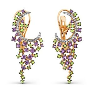 【送料無料】ネックレス　ローズゴールドイヤリング58514 ct rose gold earrings with gemstones