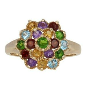 【送料無料】ネックレス　ラウンドリングkゴールドクラスタガーネットトパーズ listing127ctw round multigemstone le vian ring 14k gold floral cluster garnet topaz