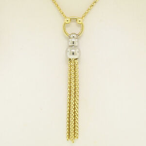 【送料無料】ネックレス　トーンゴールドファンシーポップコーンリンクチェーンタッセルペンダント 14k two tone gold 17 fancy popcorn link chain w 3 tassel pendant 73g