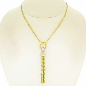 【送料無料】ネックレス　トーンゴールドファンシーポップコーンリンクチェーンタッセルペンダント 14k two tone gold 17 fancy popcorn link chain w 3 tassel pendant 73g