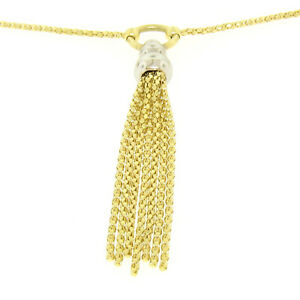 【送料無料】ネックレス　トーンゴールドファンシーポップコーンリンクチェーンタッセルペンダント 14k two tone gold 17 fancy popcorn link chain w 3 tassel pendant 73g