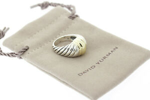 【送料無料】ネックレス　デビッドスターリングシルバーkイエローゴールドクラシックケーブルドームリングサイズdavid yurman sterling silver amp; 14k yellow gold classic cable dome ring size 6