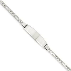 【送料無料】ネックレス　kホワイトゴールドフィガロリンクブレスレットサービス14k white gold figaro link id bracelet free engraving gift 7 length