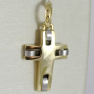 ̵ۥͥå쥹ڥȥɥۥ磻ȥƥ󥤥ꥢcross pendant yellow gold white 750 18k, squared, satin, made in italy