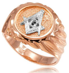 【送料無料】ネックレス　ソリッドローズゴールドメンズリング14k solid rose gold masonic mens ring