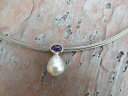 【送料無料】ネックレス ホワイトゴールドカボションアメジストサウスシーパールペンダントスライド14kt white gold cabochon amethyst...
