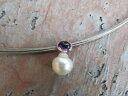 【送料無料】ネックレス ホワイトゴールドカボションアメジストサウスシーパールペンダントスライド14kt white gold cabochon amethyst...