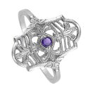 【送料無料】ネックレス　ラウンドアメジストビンテージカットリングkホワイトゴールドround cut amethyst vintage fleurdelis ring 14k white gold finish