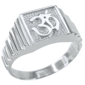 ̵ۥͥå쥹åkۥ磻ȥɥҥɥϥ֥顼ޥ襬衼󥺥solid 14k white gold om aum hindu hum brahman yoga yogi mens ring