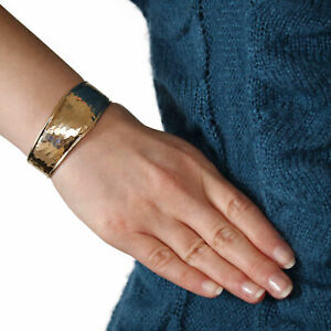 【送料無料】ネックレス　イタリアカフブレスレットイエローゴールドテーパーitalian cuff bracelet 6 14 10k yellow gold tapered hammered