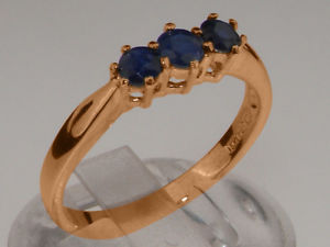 【送料無料】ネックレス　ソリッドローズゴールドサファイアリングサイズsolid 14ct rose gold natural sapphire womens trilogy ring sizes j to z