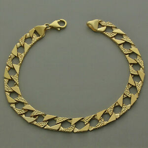 ̵ۥͥå쥹ɥ֥쥹åȡuk hallmarked 9ct yellow gold curb bracelet 75 9mm 12g rrp 530 b8_75