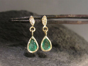 【送料無料】ネックレス　グリーンemeraldunique14kイェローゴールドイアリングイアリング14k yellow gold earrings with green emeraldunique handmade dangle earrings