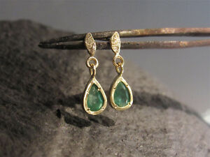 【送料無料】ネックレス　グリーンemeraldunique14kイェローゴールドイアリングイアリング14k yellow gold earrings with green emeraldunique handmade dangle earrings