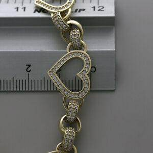 【送料無料】ネックレス　ゴールドトリプルハートブレスレット9ct gold gemset triple heart bracelet 75mm 65uk hallmarked {th3_65}