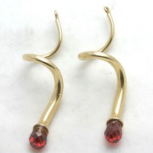 【送料無料】ネックレス ヴィンテージkガーネットイヤリングジャケットイエローゴールドスワール