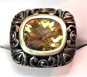 ̵ۥͥå쥹ϡǥȡ󥹥󥰥Сkɥȥjohn hardy 2 tone sterling silver amp; 18k gold ring with yellow citrine gemstone