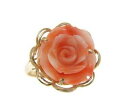 yzlbNX@sNt[O\bhkCG[S[hgenuine natural pink coral carved flower ring solid 14k yellow gold