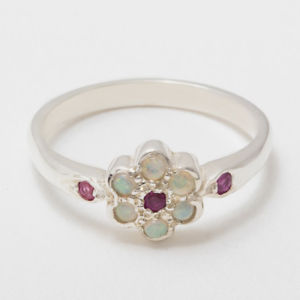 【送料無料】ネックレス　ソリッドホワイトゴールドルビーオパールクラスタリングサイズsolid 14ct whi..