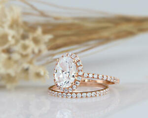 【送料無料】ネックレス ハローウェディングローズゴールドリング160 tcw oval cut halo wedding engagement ring set in rose gold for women