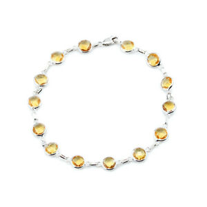 【送料無料】ネックレス　kホワイトゴールドブレスレットシトリンカットインチ14k white gold bracelet with fancy cut yellow citrine gemstones 8 inches