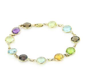 【送料無料】ネックレス　カット814kイェローゴールド14k yellow gold round shape fancy cut gemstones bracelet 8 inches