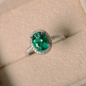 【送料無料】ネックレス　グリーンエメラルドリングソリッドkホワイトゴールドリングサイズvvs1 green emerald 225 ct gemstone ring solid 14k white gold ring size p5 n5