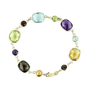 【送料無料】ネックレス　イエローゴールドブレスレットラウンドクッションインチ14k yellow gold gemstone bracelet with round and cushion gemstones 75 inches