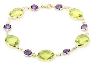 【送料無料】ネックレス　アメジストレモントパーズ85インチ14kイェローゴールド14k yellow gold bracelet with amethyst and lemon topaz gemstones 85 inches