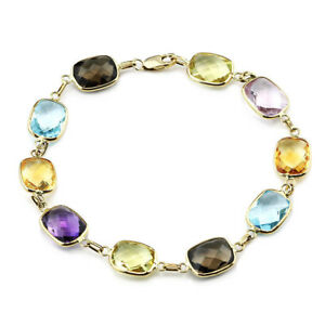 【送料無料】ネックレス　イエローゴールドブレスレットクッションカットインチ14k yellow gold bracelet with cushion cut gemstone 8 inches