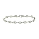 【送料無料】ネックレス kホワイトゴールドバゲットラウンドブレスレット18k white gold cz baguette round bracelet