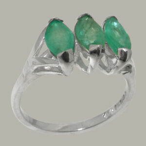 ネックレス　z14ctホワイトゴールドエメラルドwomensサイズjsolid 14ct white gold natural emerald womens trilogy ring sizes j to z